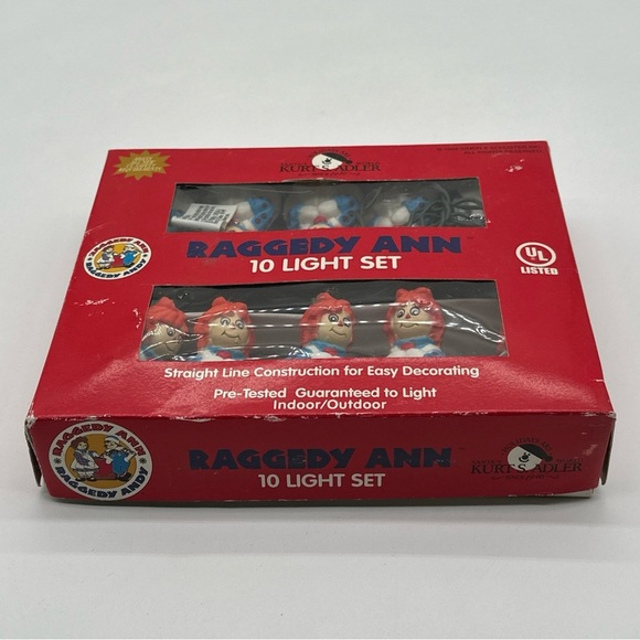 Raggedy Ann 10 String Light Set 1988 New - Picture 2 of 4
